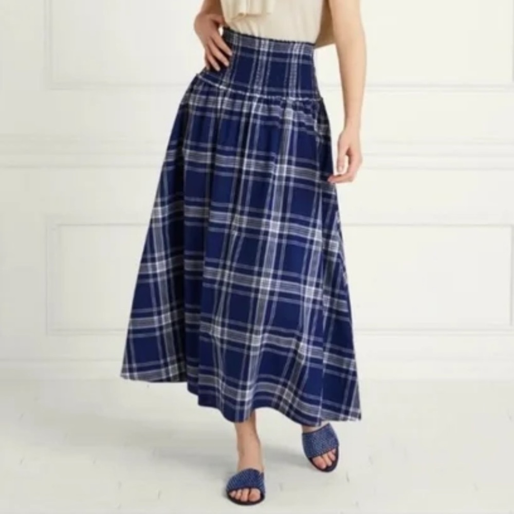 Hill House Home | Delphine Nap Smocked Waistband Skirt Navy Tartan Size S